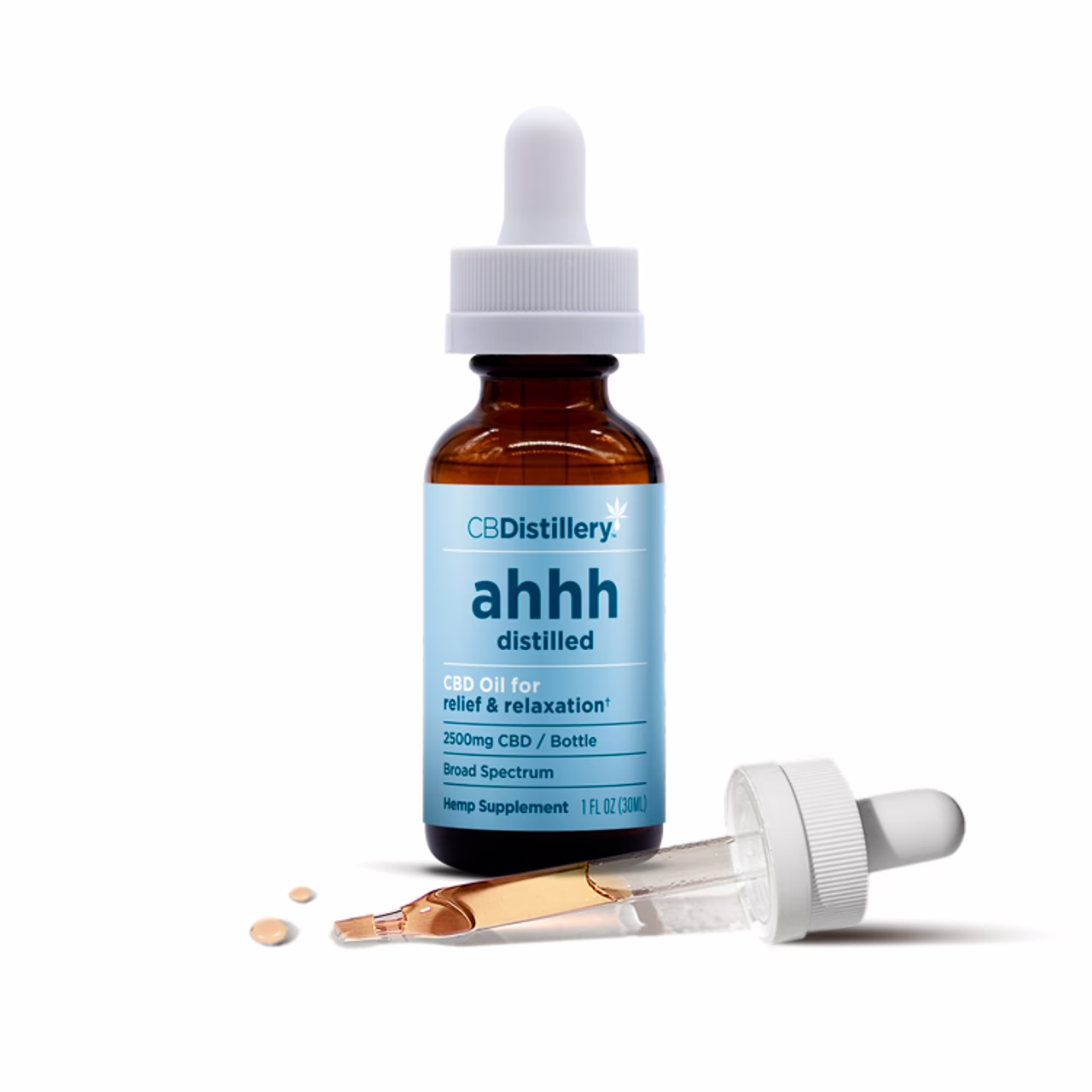 CBDistillery, Ahhh Distilled CBD Oil for Relief & Relaxation, Isolate THC-Free, 1fl oz, 2500mg CBD