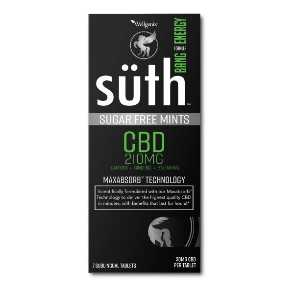 Suth, CBD Sublingual Mints, Bang Energy with Caffeine, 7-Count, 210mg of CBD