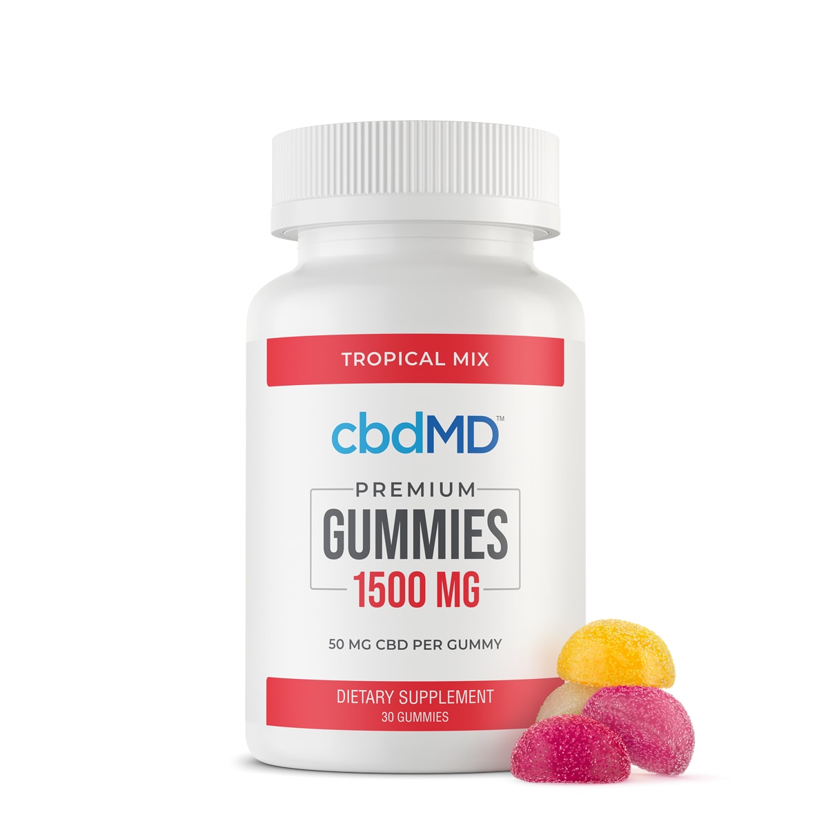 cbdMD, CBD Gummies, Broad Spectrum THC-Free, 30-Count, 1500mg of CBD