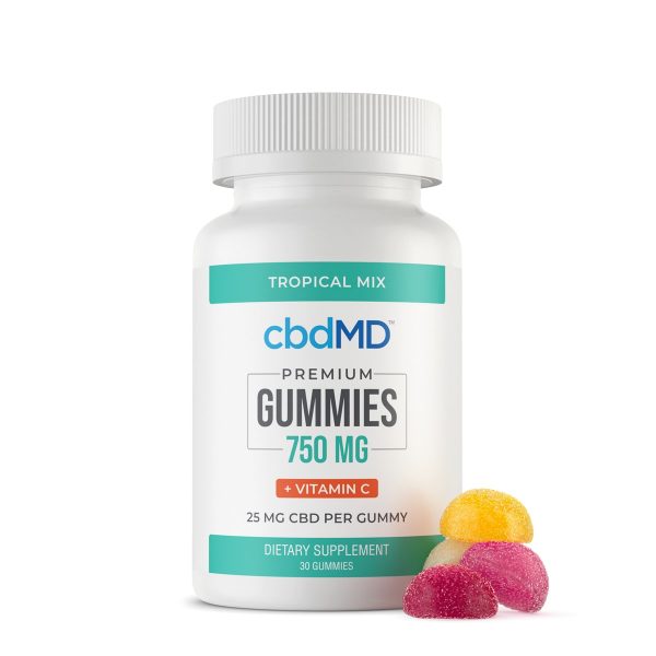 cbdMD, CBD Gummies with Vitamin C, Broad Spectrum THC-Free, 30-Count, 750mg of CBD