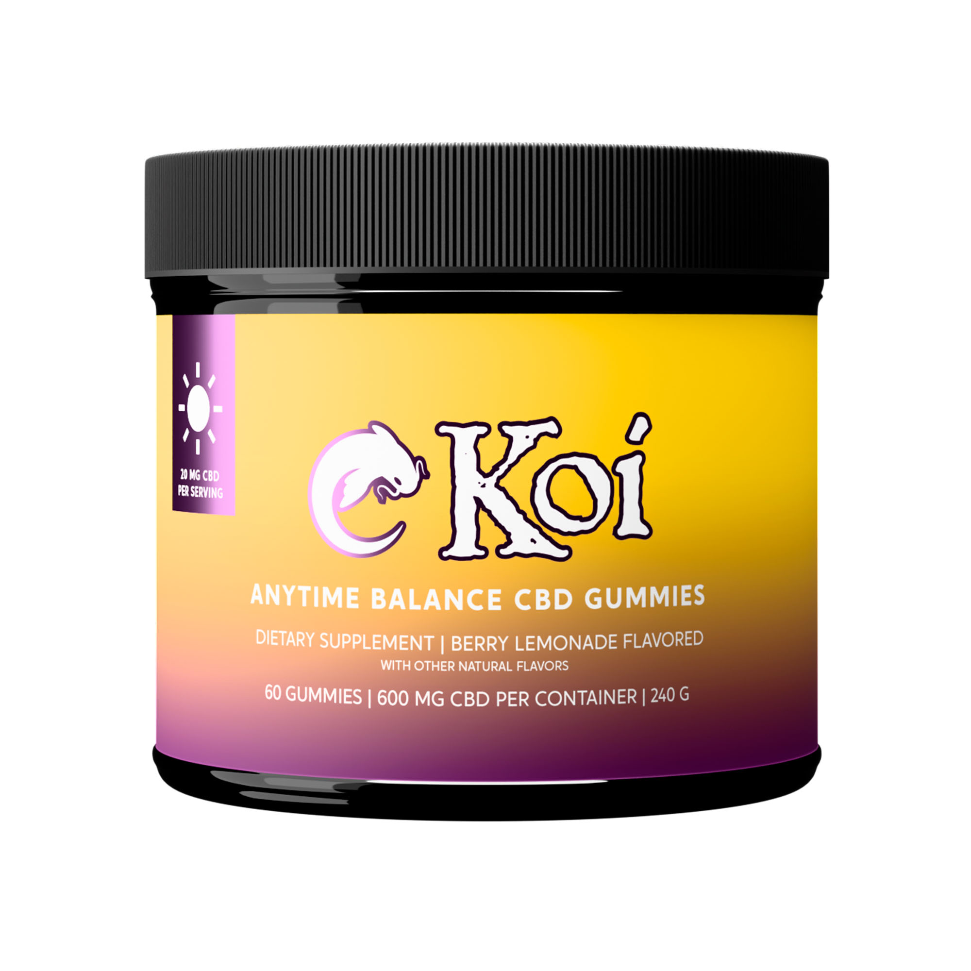 Koi CBD, CBD Gummies, Anytime Balance, Broad Spectrum, Berry Lemonade, 60ct, 600mg CBD Koi CBD, CBD Gummies, Anytime Balance, Broad Spectrum, Berry Lemonade, 60ct, 600mg CBD