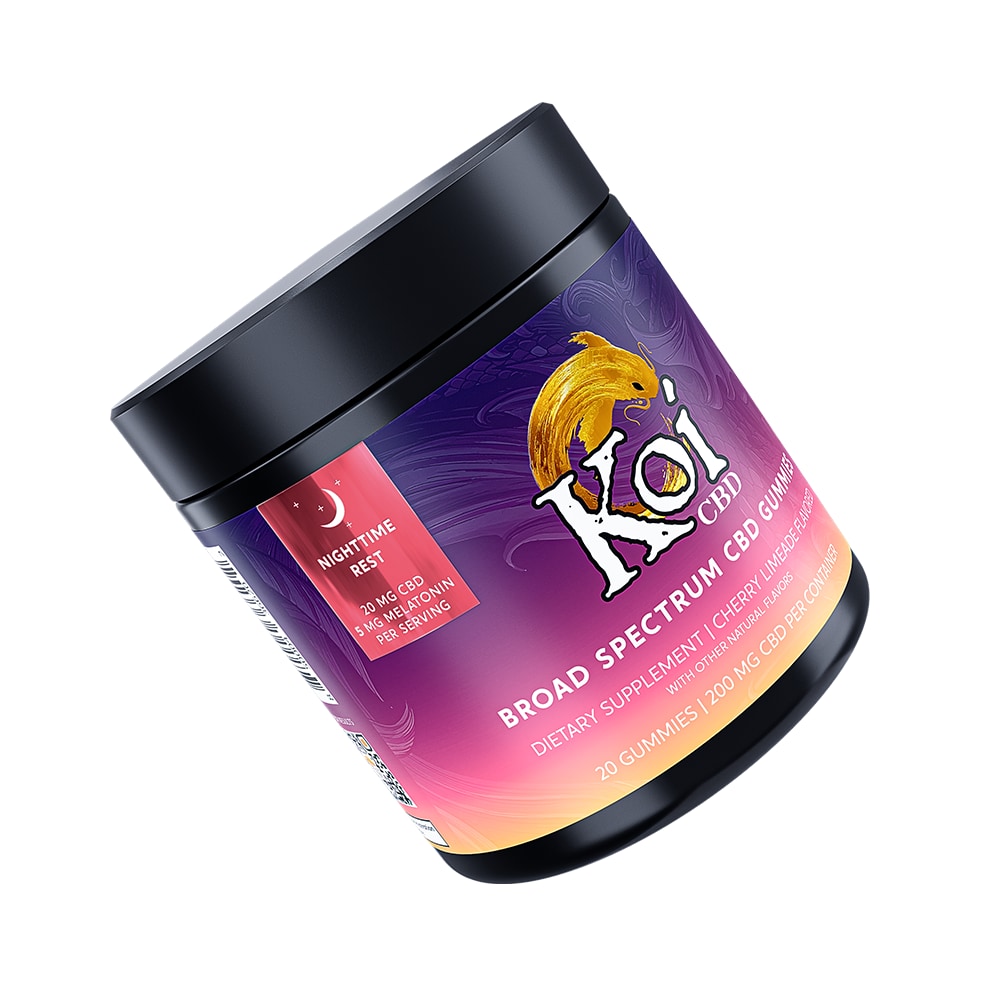 Koi CBD, CBD Gummies, Nighttime Rest, Broad Spectrum, Cherry 