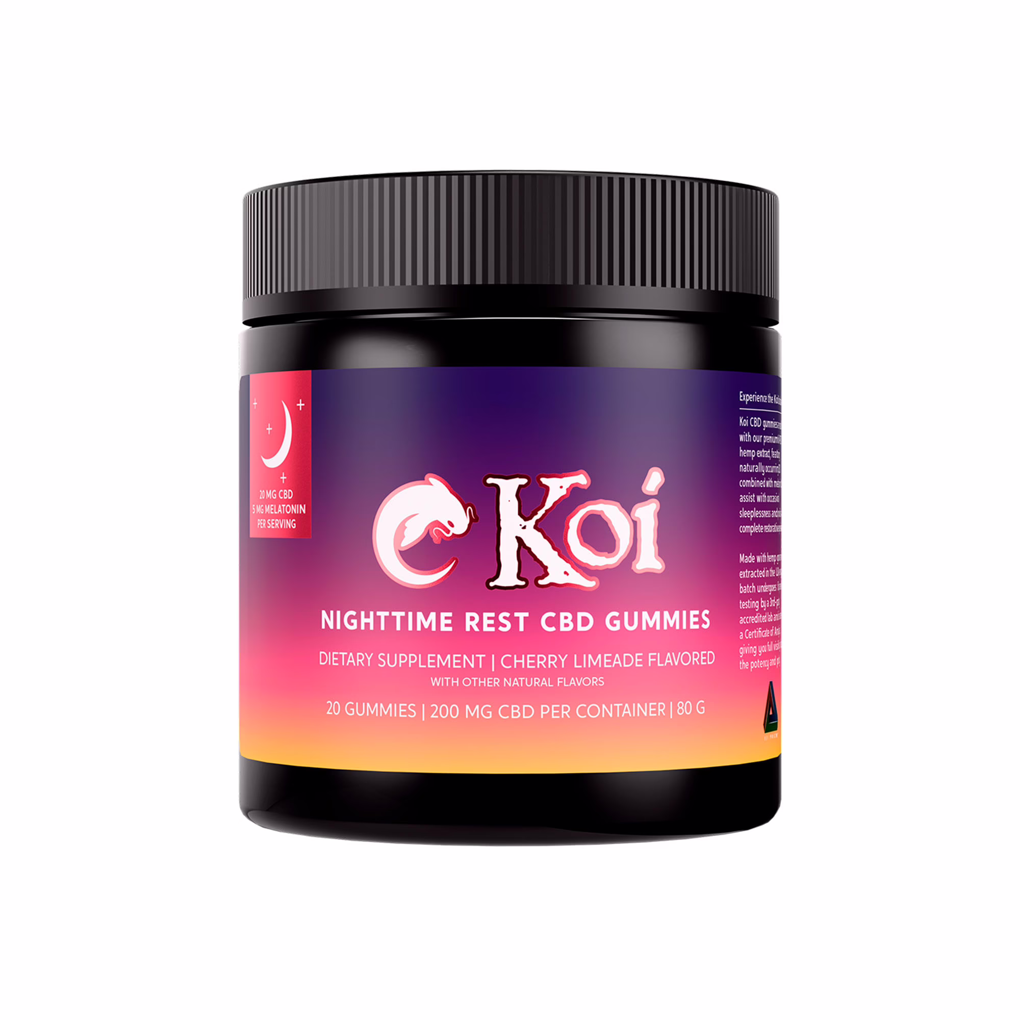 Koi CBD, CBD Gummies, Nighttime Rest, Broad Spectrum, Cherry Limeade, 20ct, 200mg CBD Koi CBD, CBD Gummies, Nighttime Rest, Broad Spectrum, Cherry Limeade, 20ct, 200mg CBD