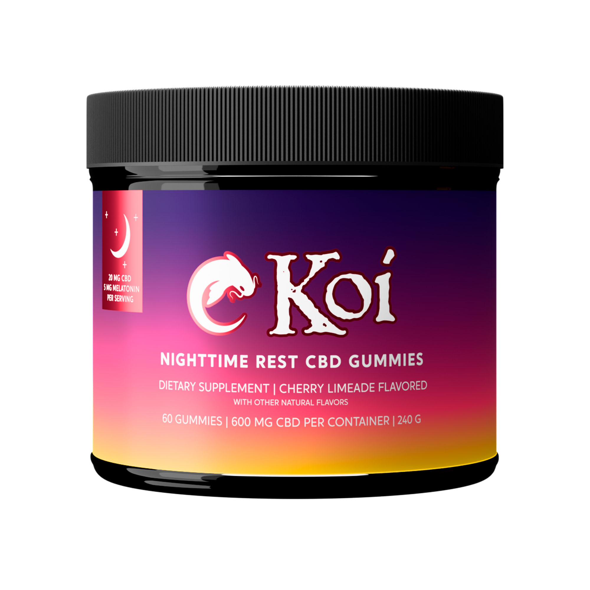 Koi CBD, CBD Gummies, Nighttime Rest, Broad Spectrum, Cherry Limeade, 60ct, 600mg CBD Koi CBD, CBD Gummies, Nighttime Rest, Broad Spectrum, Cherry Limeade, 60ct, 600mg CBD