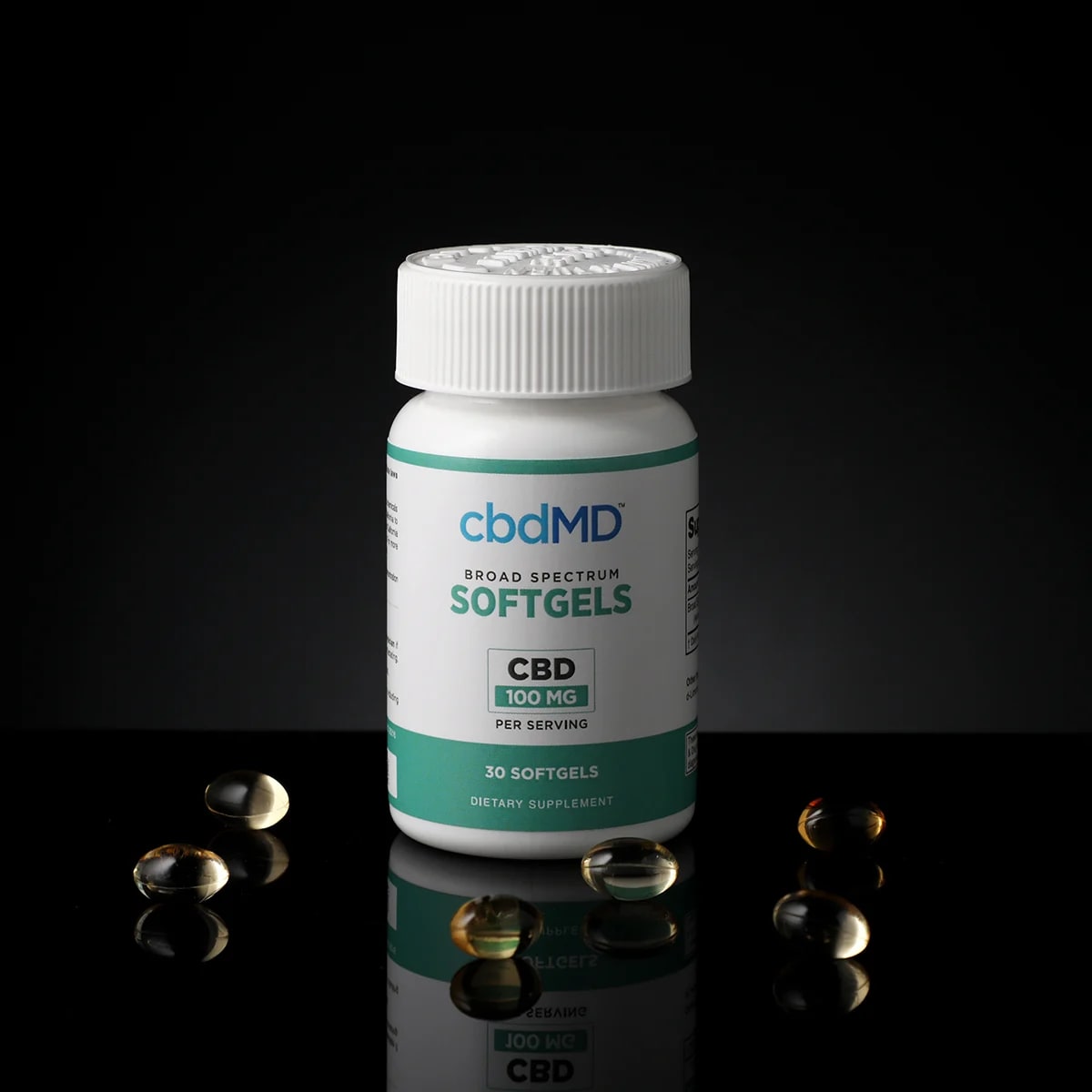 cbdMD, CBD Oil Softgels 100mg, Broad Spectrum THC-Free, 30ct, 3000mg CBD