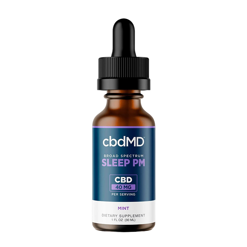 cbdMD, CBD PM Tincture for Sleep, Broad Spectrum THC-Free, Mint, 1fl oz, 300mg CBN + 1200mg CBD