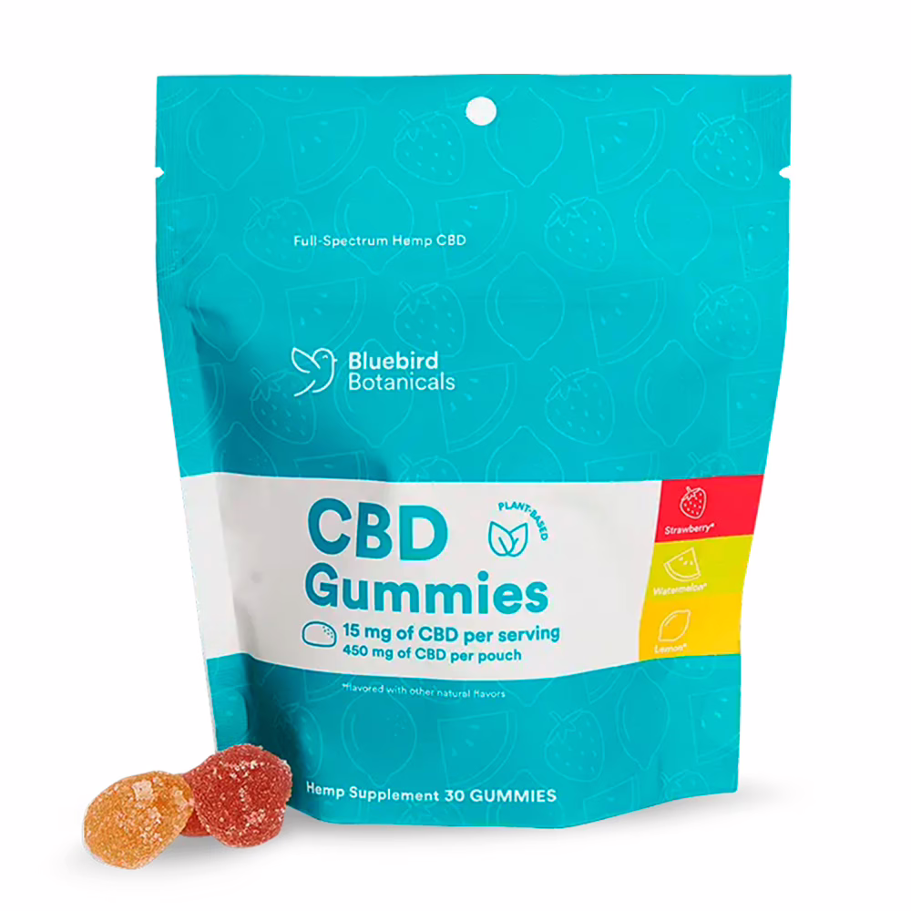 Bluebird Botanicals, CBD Gummies, Fruit Mix, Full Spectrum, 30ct, 450mg CBD