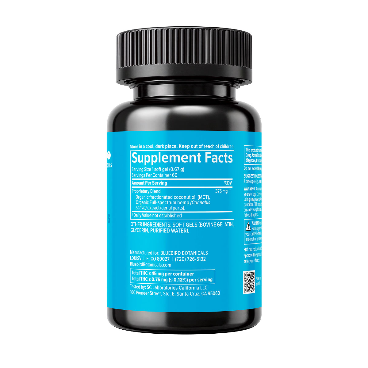 Bluebird Botanicals, Classic CBD Oil Softgels, Full Spectrum, 60ct, 900mg CBD