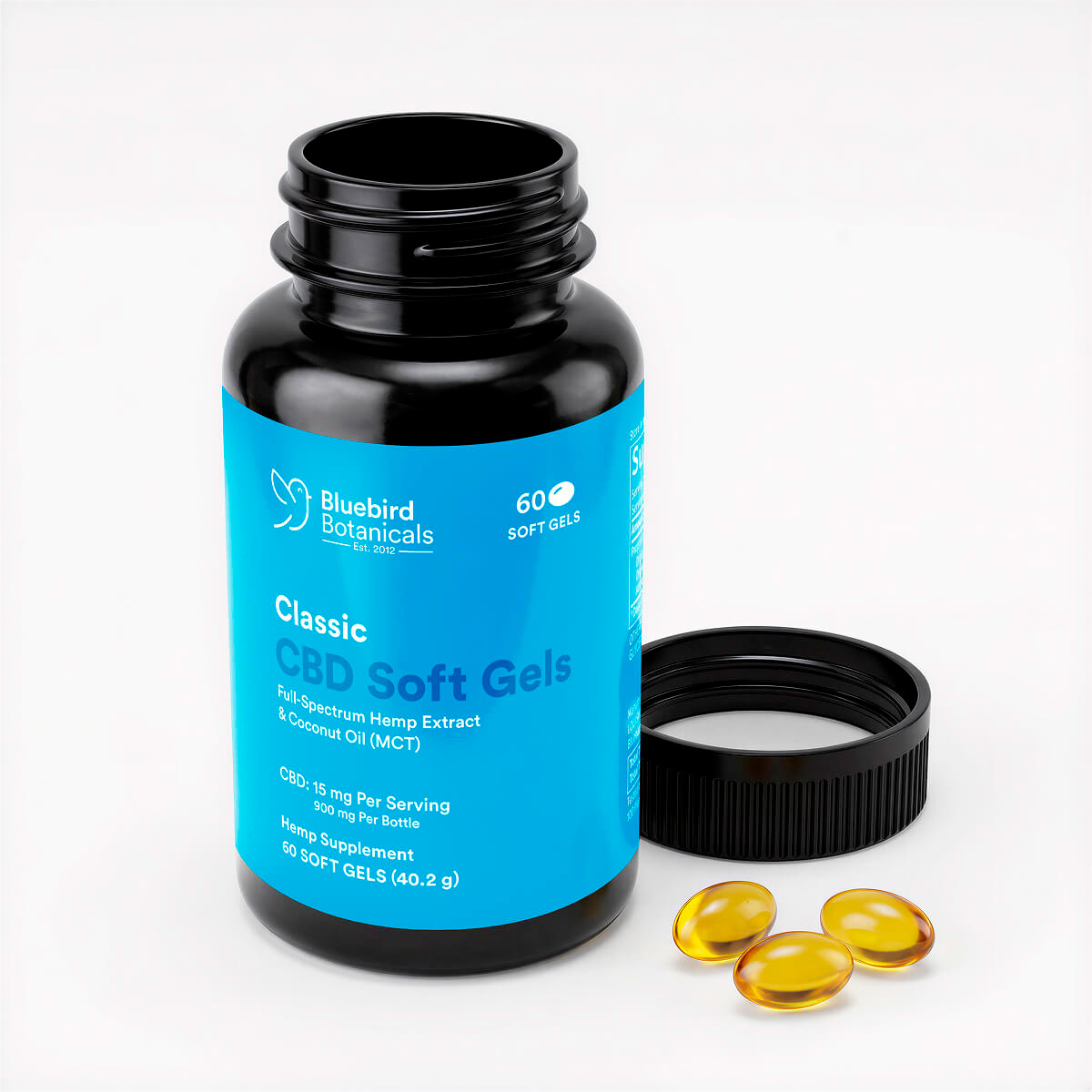 Bluebird Botanicals, Classic CBD Oil Softgels, Full Spectrum, 60ct, 900mg CBD