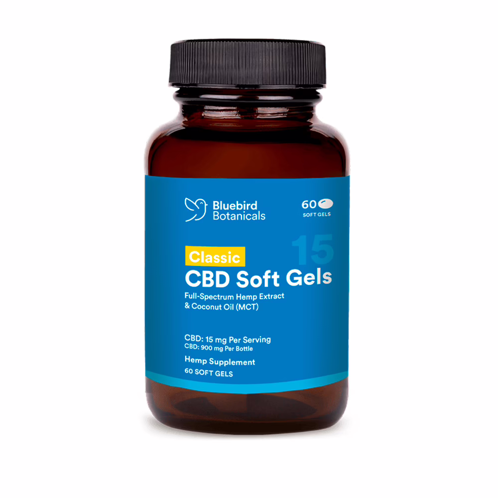 Bluebird Botanicals, Classic CBD Oil Softgels, Full Spectrum, 60ct, 900mg CBD