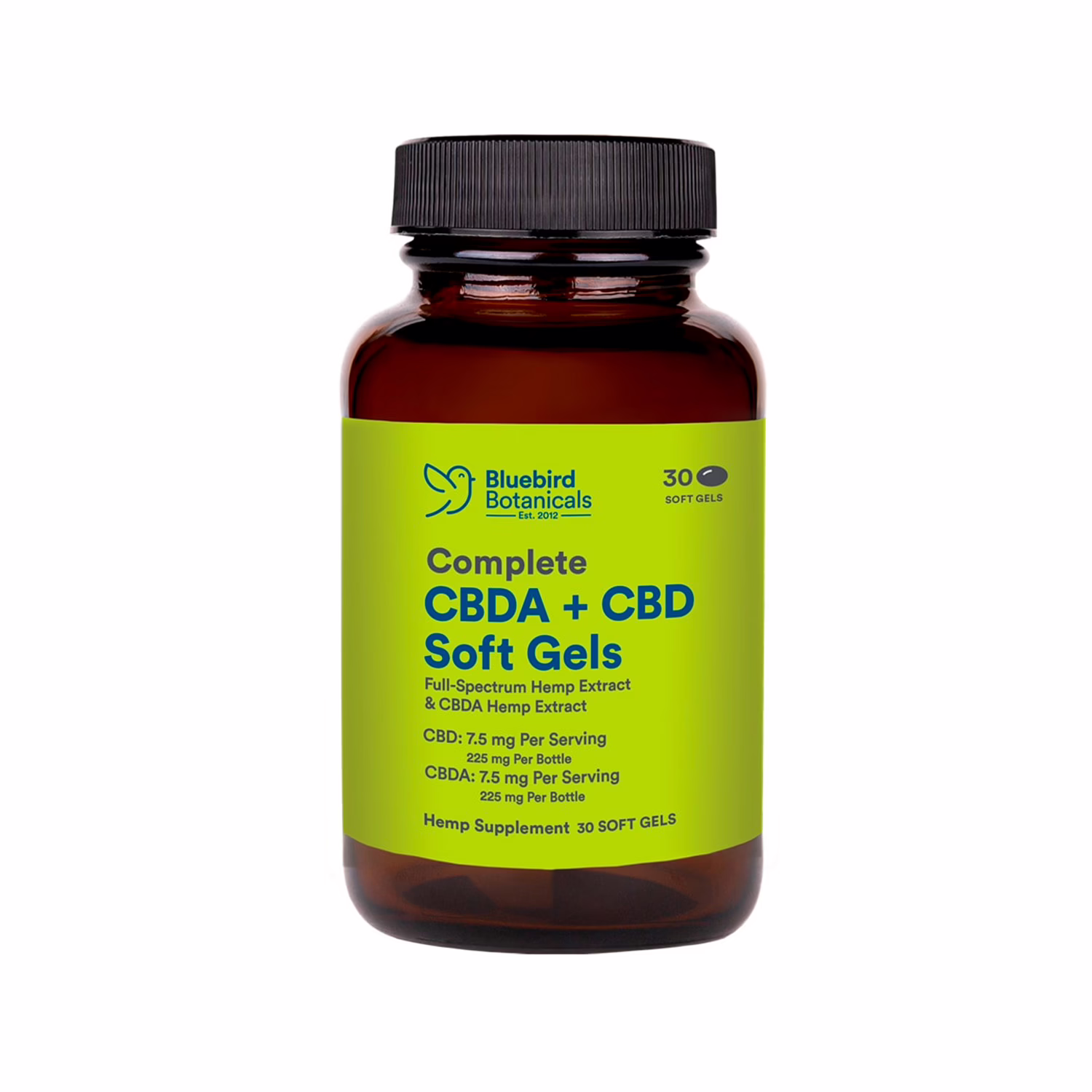 Bluebird Botanicals, Complete CBD + CBDA Oil Softgels, Full Spectrum, 30ct, 225mg CBDA + 225mg CBD