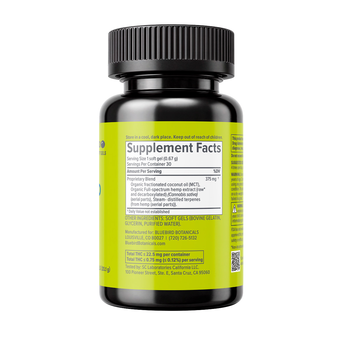 Bluebird Botanicals, Complete CBD + CBDA Oil Softgels, Full Spectrum, 30ct, 225mg CBDA + 225mg CBD