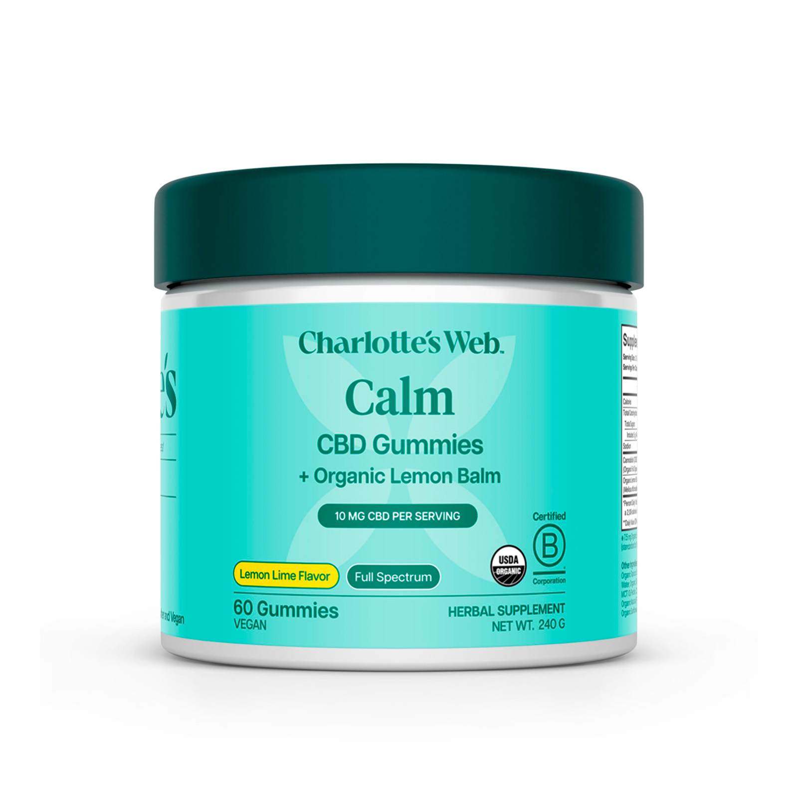 Charlotte's Web, 10mg CBD Gummies Calm, Full Spectrum, Lemon Lime, 60ct, 300mg CBD 1 Charlotte's Web, 10mg CBD Gummies Calm, Full Spectrum, Lemon Lime, 60ct, 300mg CBD