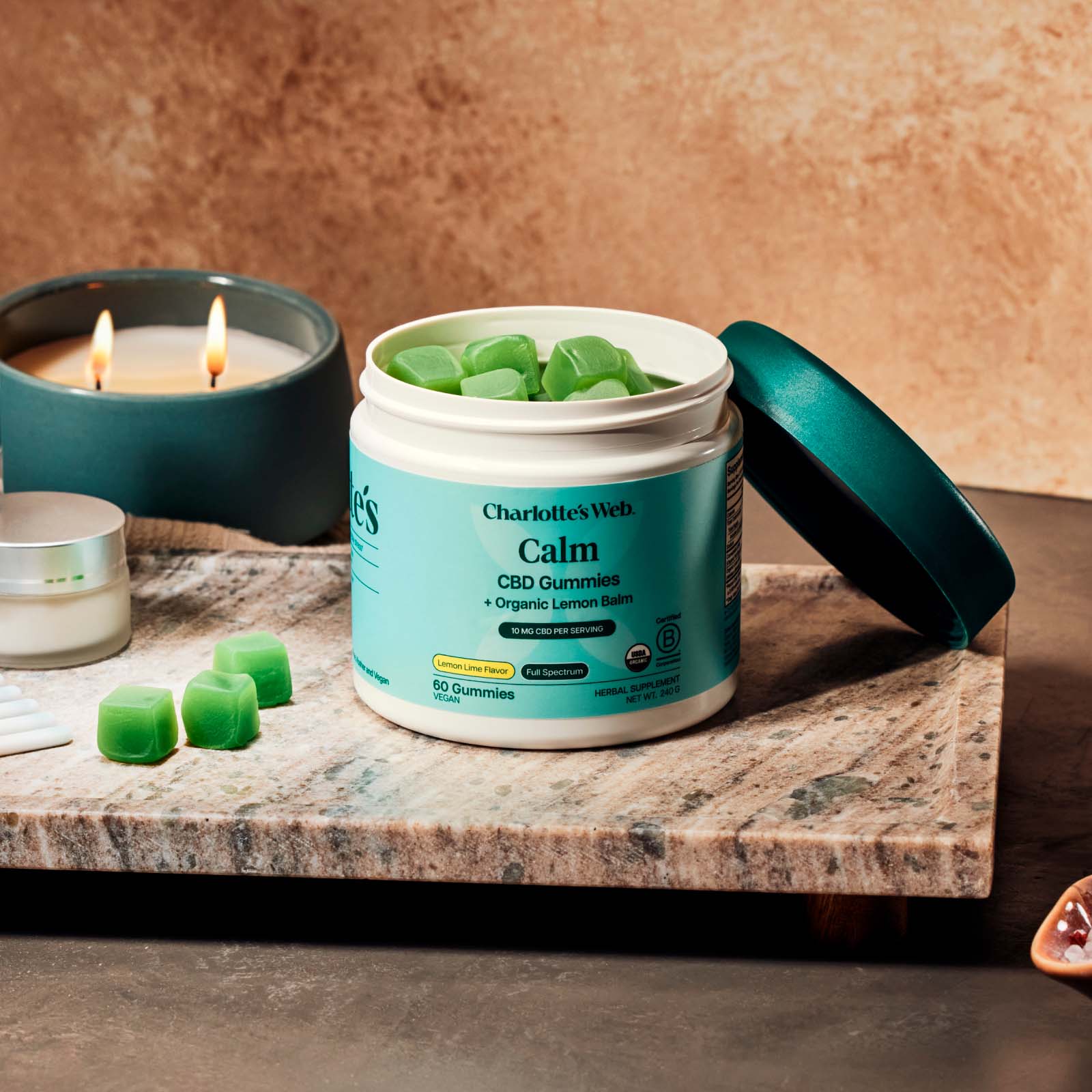 Charlotte’s Web, 10mg CBD Gummies Calm, Full Spectrum, Lemon Lime, 60ct, 300mg CBD