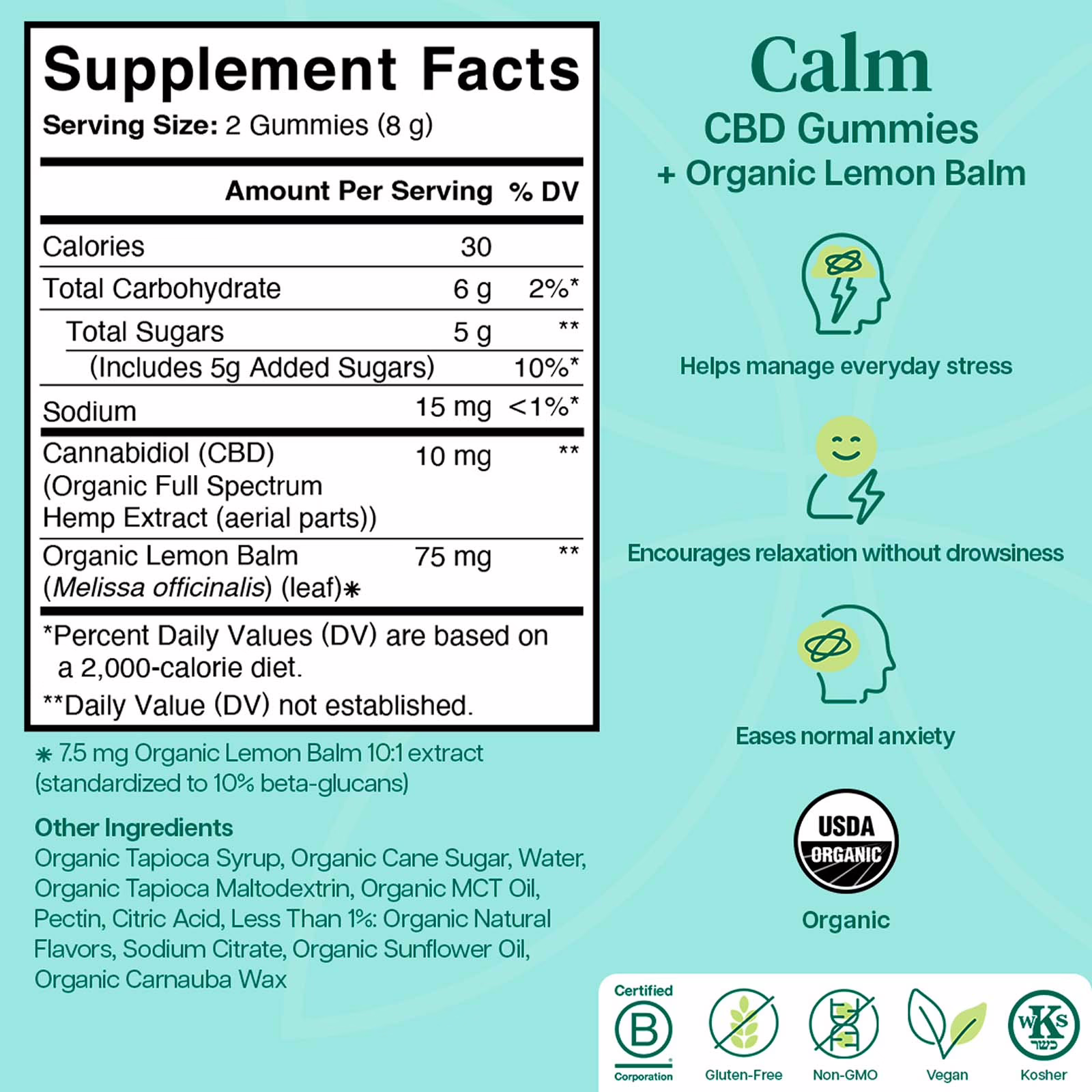 Charlotte's Web, 10mg CBD Gummies Calm, Full Spectrum, Lemon Lime, 60ct, 300mg CBD