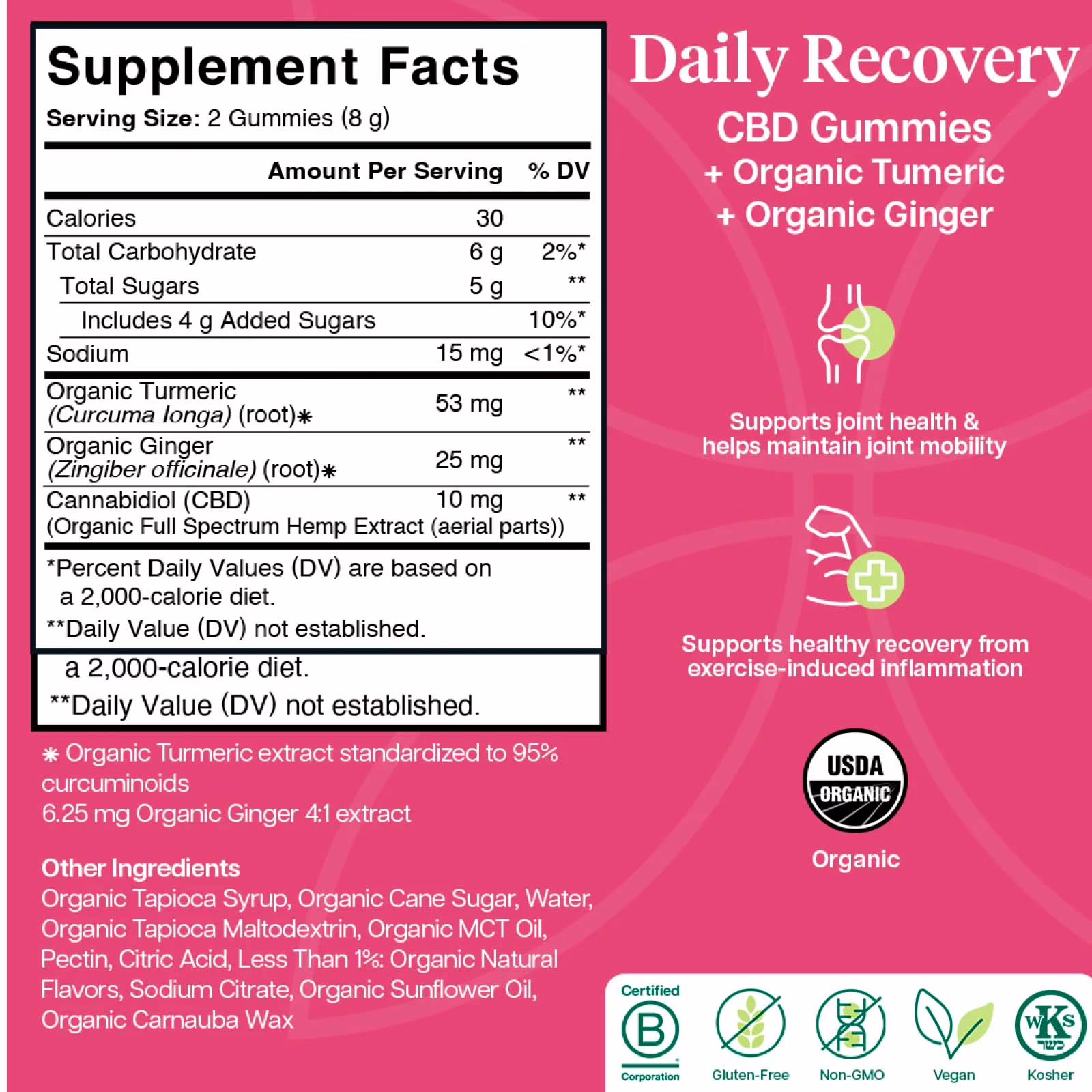 Charlotte's Web, 10mg CBD Gummies Recovery, Full Spectrum, Ginger, 60ct, 300mg CBD