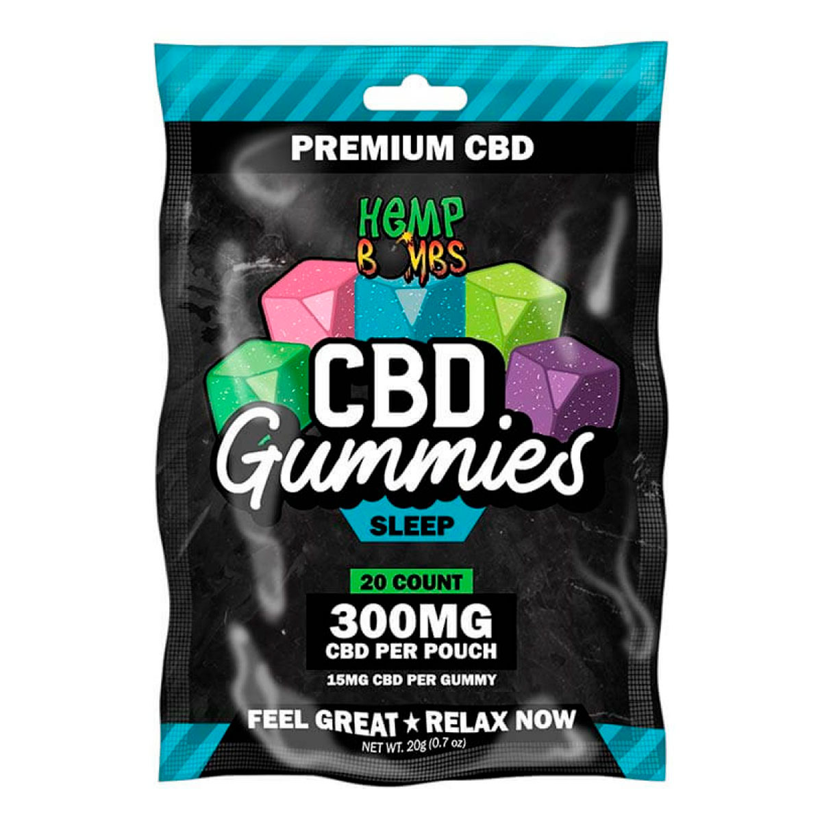 Hemp Bombs, CBD Sleep Gummies with Melatonin, Isolate THC-Free, 20ct, 300mg CBD