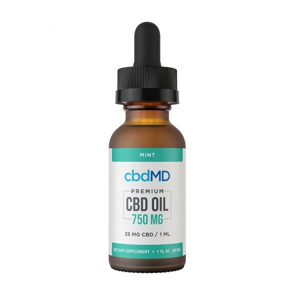 cbdMD, CBD Oil Tincture, Broad Spectrum THC-Free, Mint, 1oz, 750mg of CBD