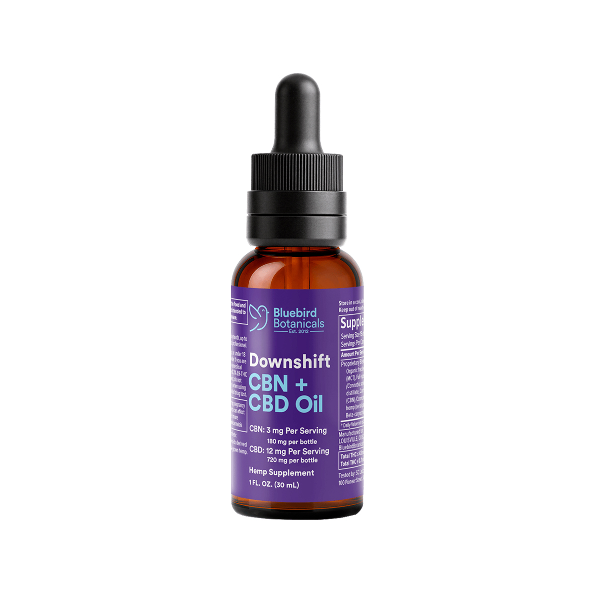 Bluebird Botanicals, Downshift CBN + CBD Oil, Full Spectrum, 1fl oz, 720mg CBD + 180mg CBN