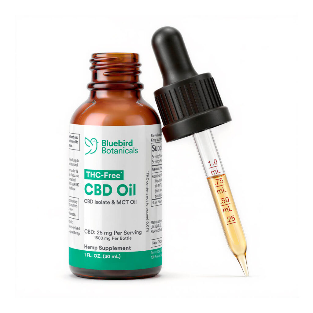 Bluebird Botanicals, THC Free CBD Oil 25mg, Isolate, Natural Flavor, 1fl oz, 1500mg CBD