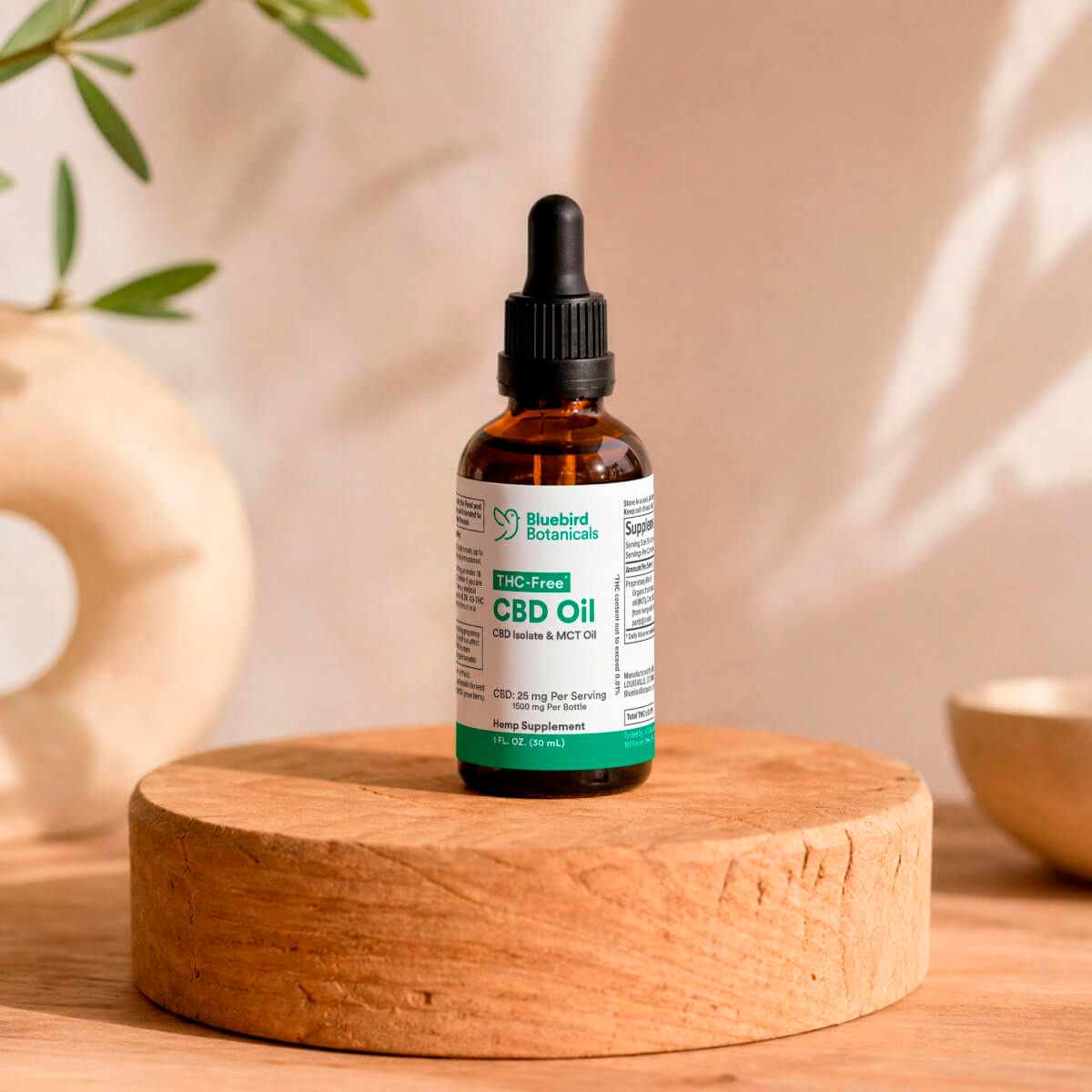 Bluebird Botanicals, THC Free CBD Oil 25mg, Isolate, Natural Flavor, 1fl oz, 1500mg CBD