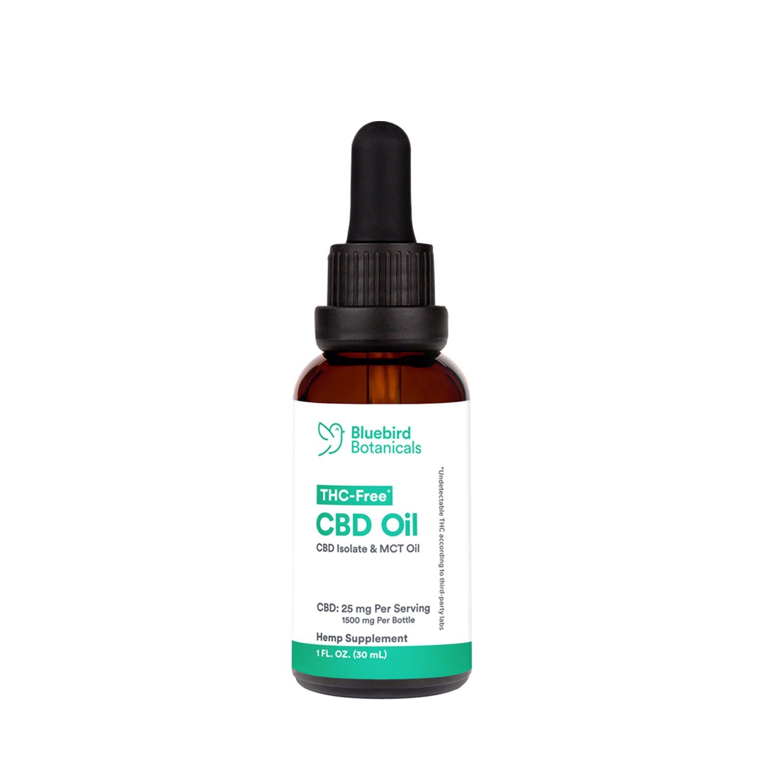 Bluebird Botanicals, THC Free CBD Oil 25mg, Isolate, Natural 