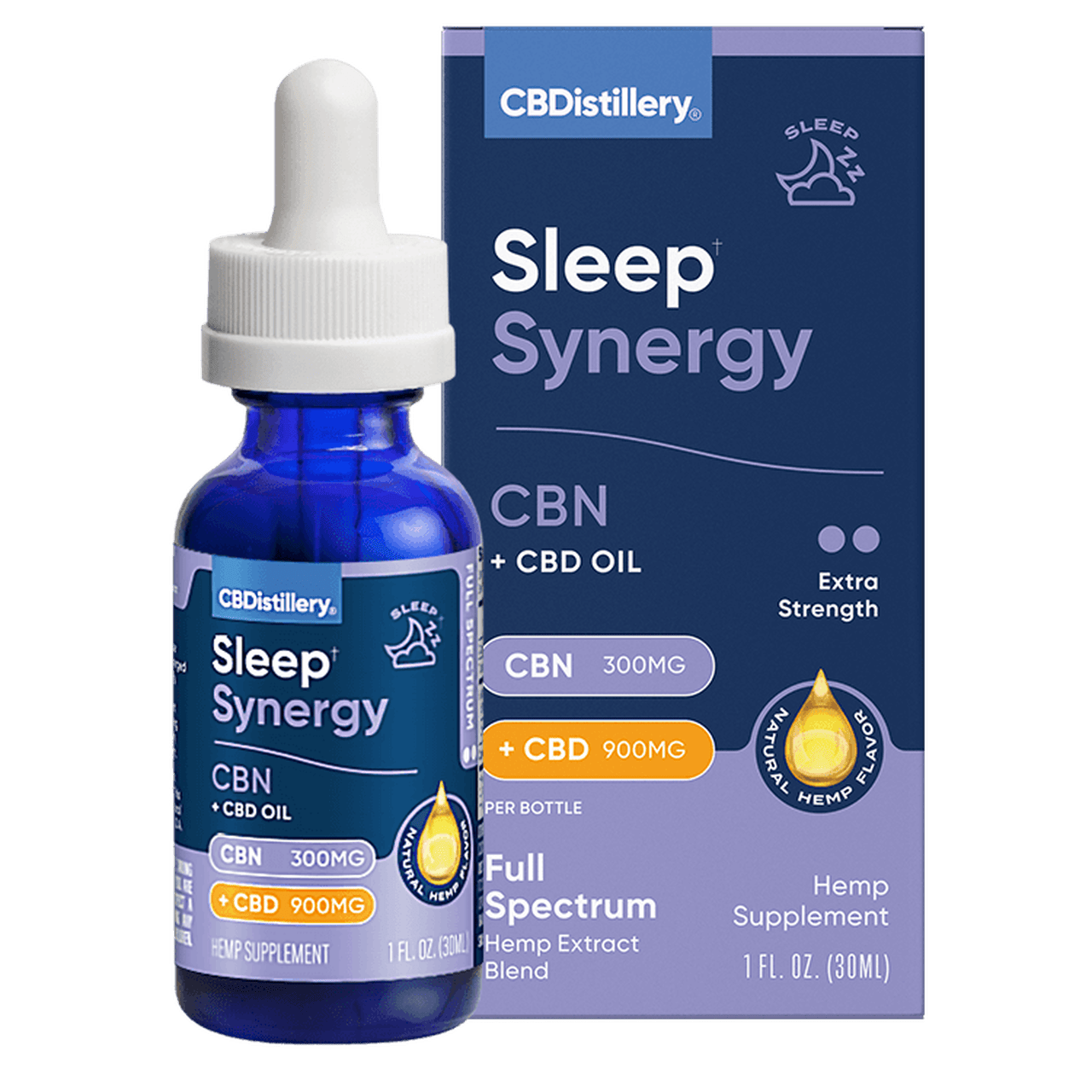 CBDistillery, Extra Strength Sleep Synergy CBN + CBD 1-3 Tincture, Full Spectrum, 1oz, 300mg CBN and 900mg CBD 1