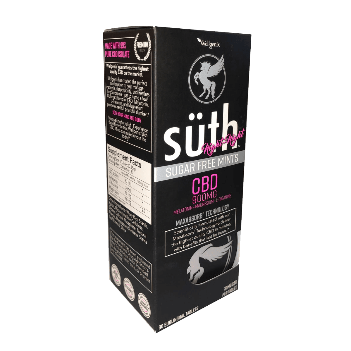 Suth, CBD Sublingual Mints with Melatonin, 30-Count, 900mg of CBD