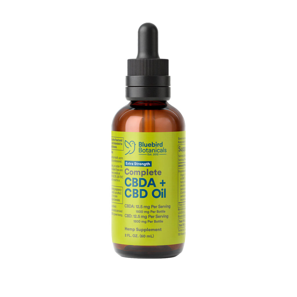 Bluebird Botanicals, Extra Strength Complete CBD + CBDA Oil 25mg, Full Spectrum, 2fl oz, 1500mg CBDA + 1500mg CBD