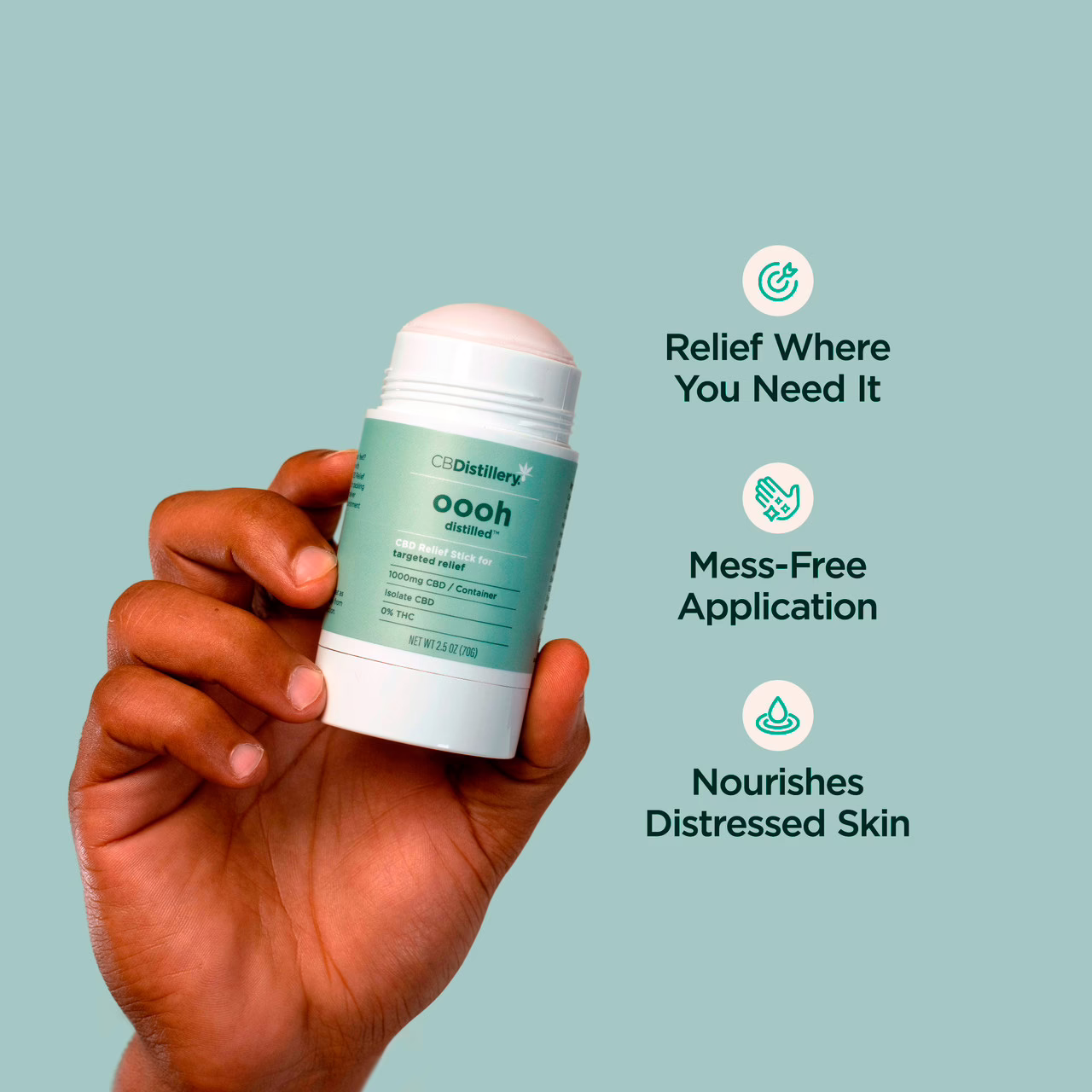 CBDistillery, Oooh Distilled CBD Relief Stick For Targeted Relief, Isolate THC-Free, 2.5oz, 1000mg CBD