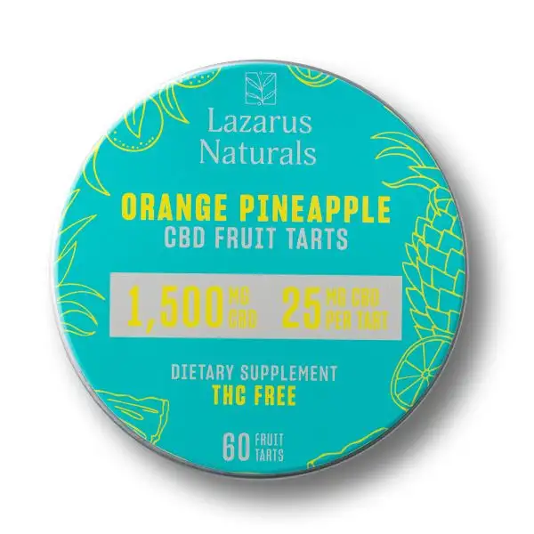 Lazarus Naturals, Orange Pineapple CBD Fruit Tarts, Isolate THC-Free, 60ct, 1500mg CBD 1