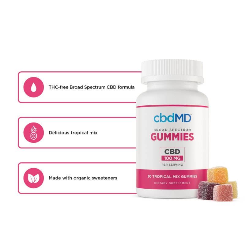 cbdMD, CBD Gummies, Broad Spectrum THC-Free, 30ct, 3000mg CBD 1