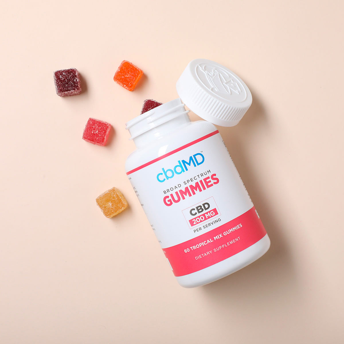 cbdMD, CBD Gummies, Broad Spectrum THC-Free, 60ct, 6000mg CBD