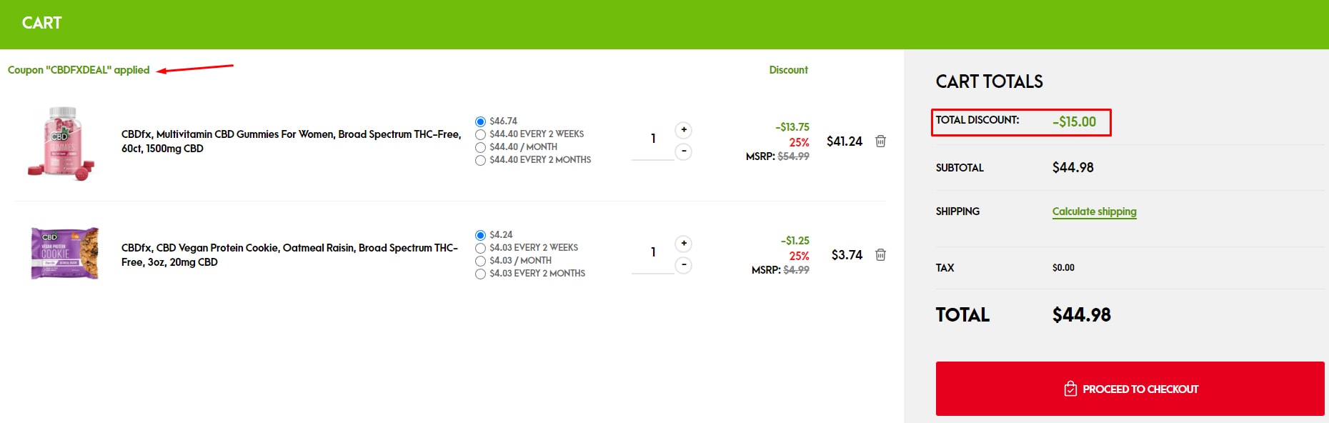How to Apply CBDfx Coupon Codes? Step 4
