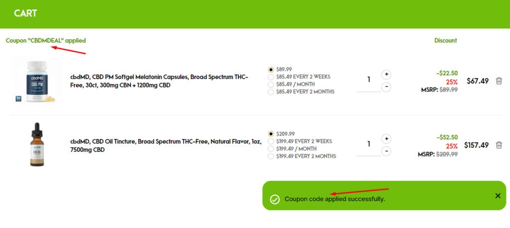 How to Apply cbdMD Coupon Codes? Step 4