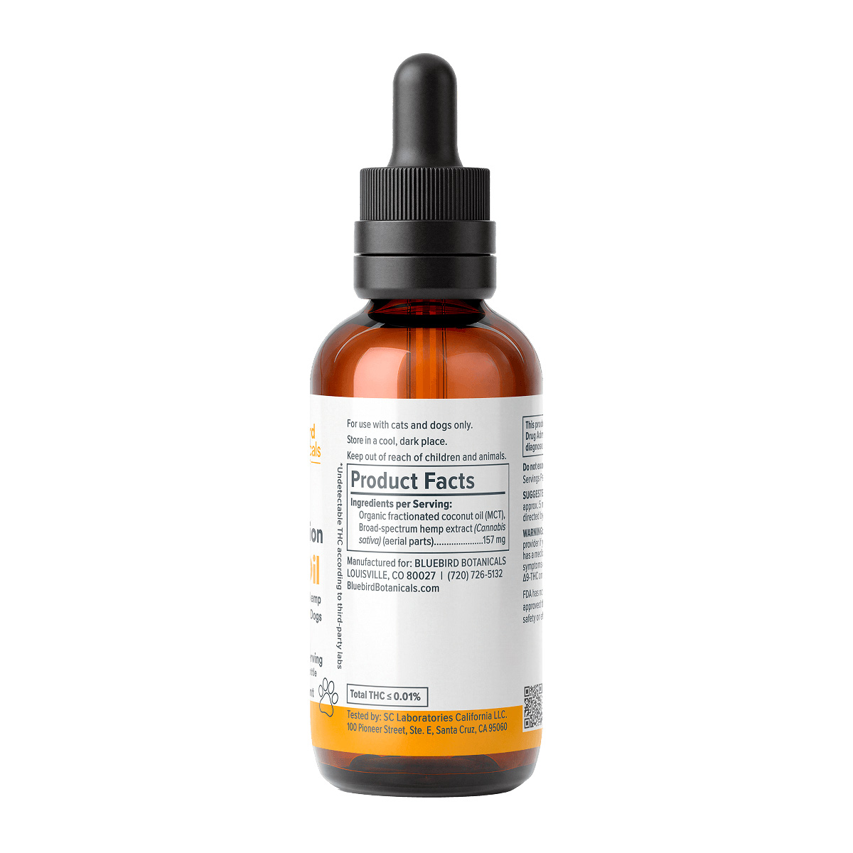 Bluebird Botanicals, Companion CBD Oil for Pets, Broad Spectrum THC-Free, 2fl oz, 1800mg CBD