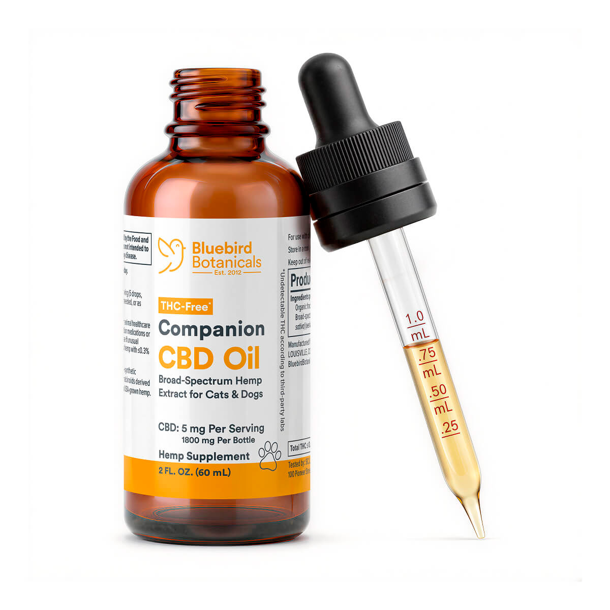 Bluebird Botanicals, Companion CBD Oil for Pets, Broad Spectrum THC-Free, 2fl oz, 1800mg CBD