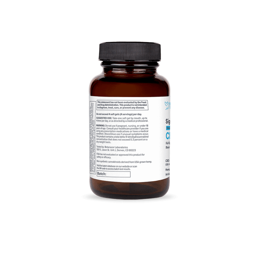 Bluebird Botanicals, Signature CBD Oil Softgels, Full Spectrum, 60ct, 900mg CBD 1