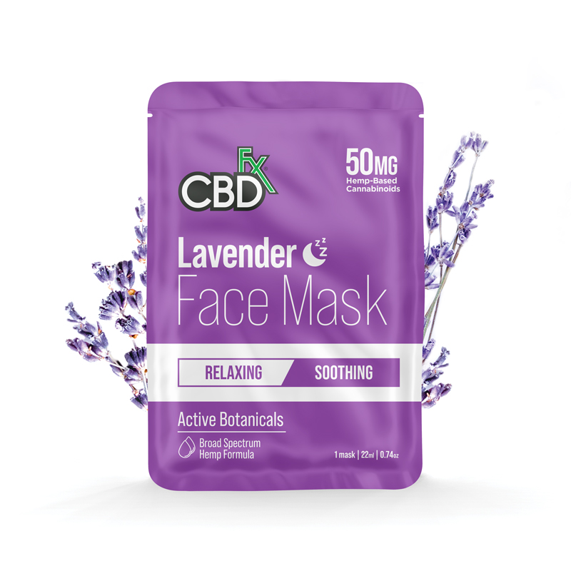 CBDfx, CBD Face Mask, Lavender : Soothing, Broad Spectrum THC-Free, 50mg CBD 1