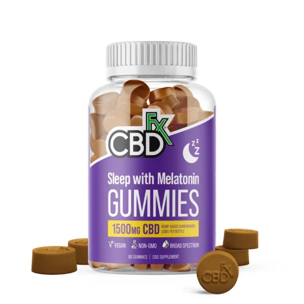CBDfx, CBD Gummies for Sleep with Melatonin, Broad Spectrum THC-Free, 60ct, 1500mg CBD