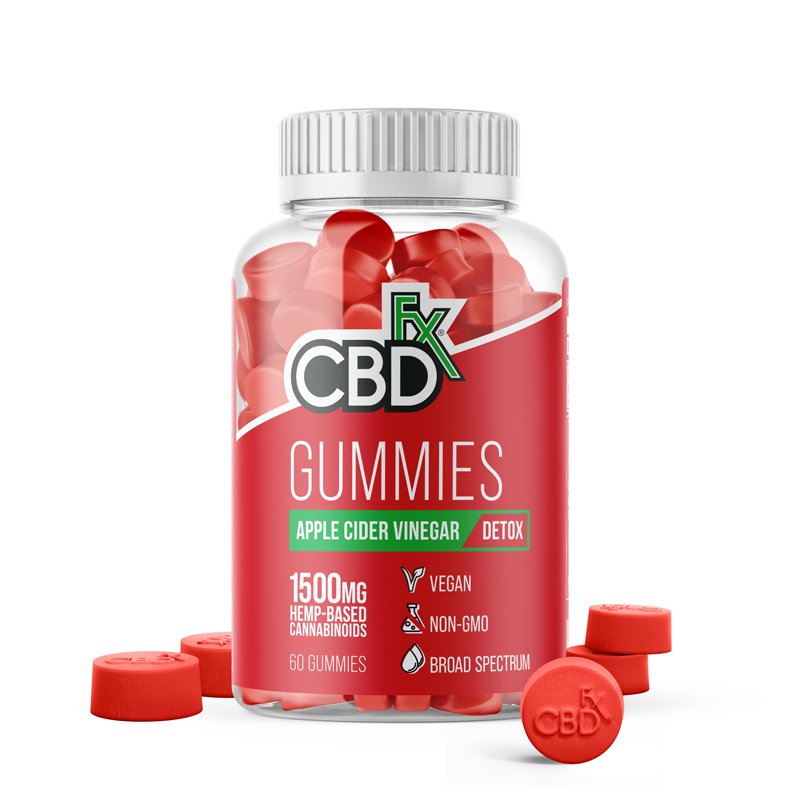 CBDfx, CBD Gummies with Apple Cider Vinegar, Broad Spectrum THC-Free, 60ct, 1500mg CBD