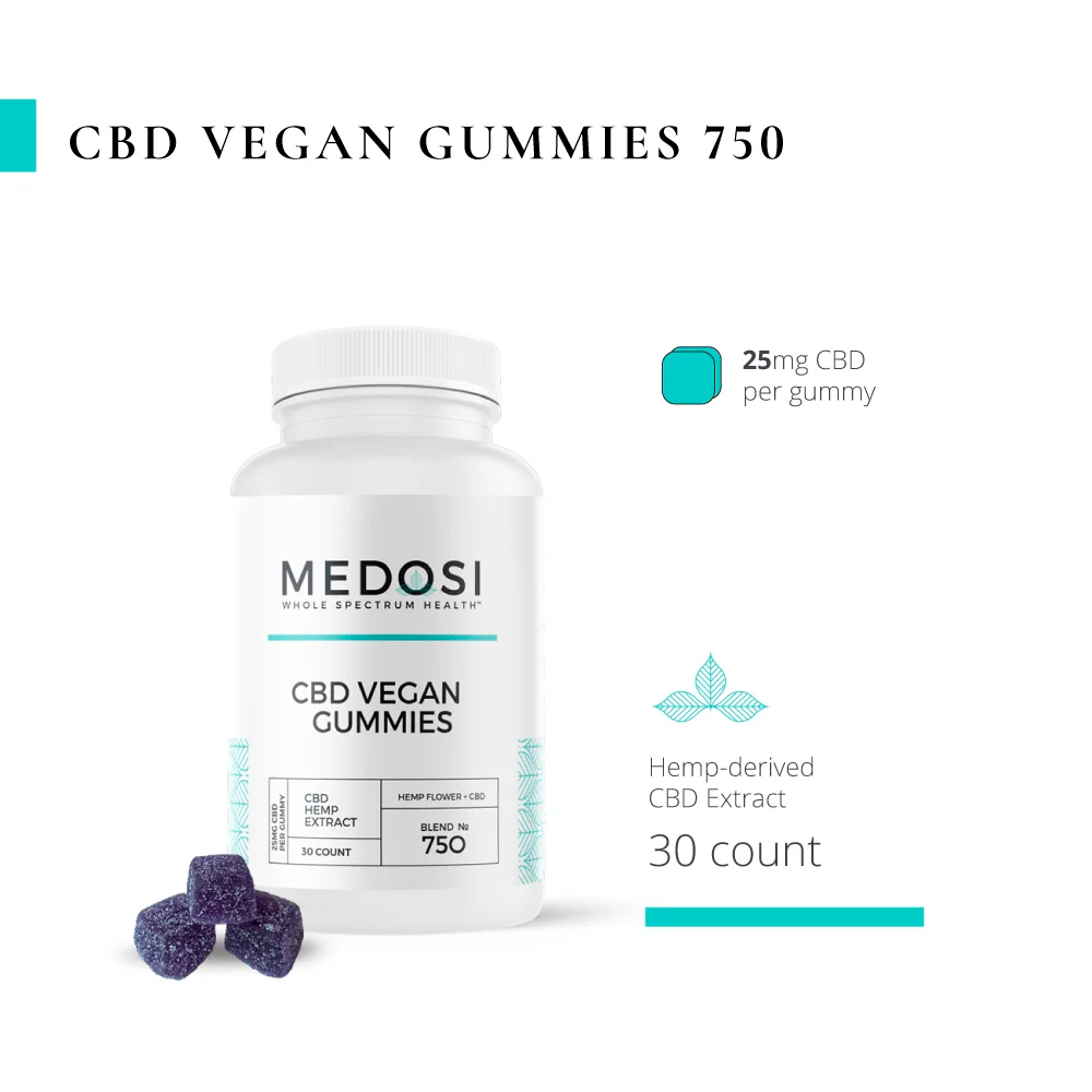 Medosi, CBD Vegan Gummies, Full Spectrum, 30ct, 750mg CBD