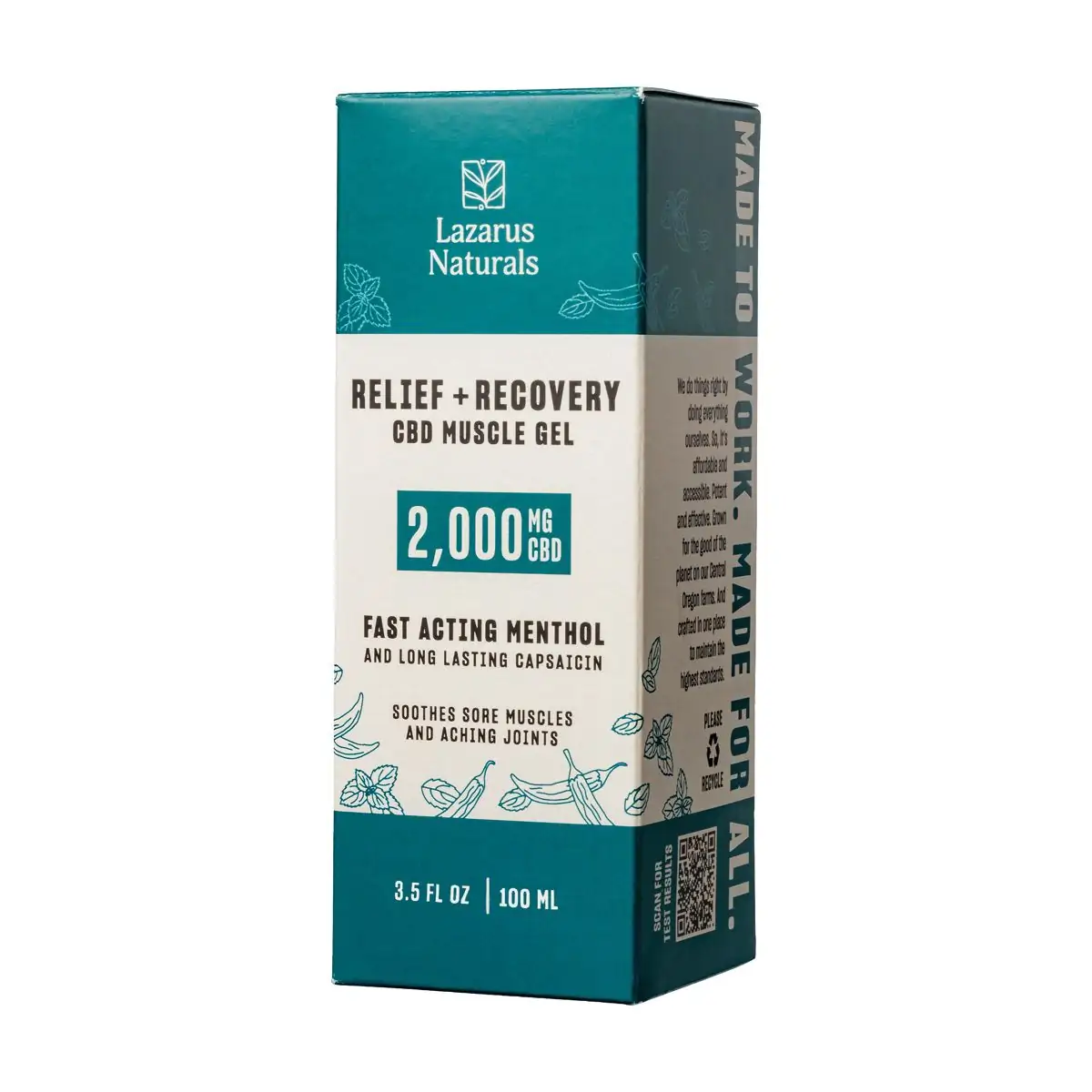 Lazarus Naturals, Relief & Recovery CBD Muscle Gel, Full Spectrum, 3.5oz, 2000mg CBD