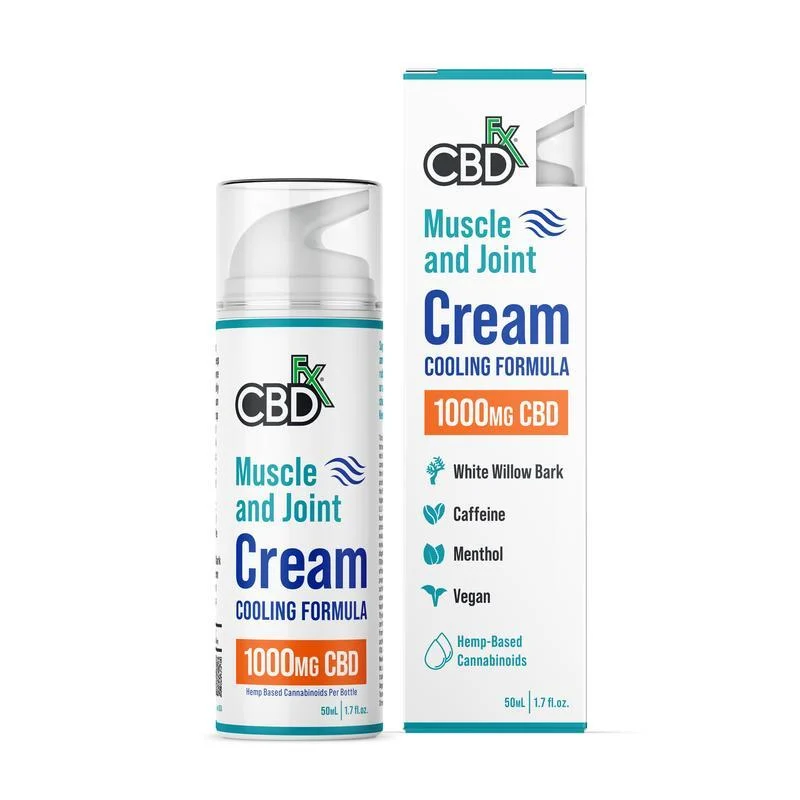 CBDfx, CBD Cream For Muscle + Joint- Cooling Formula, Broad Spectrum THC-Free, 1.7oz, 1000mg CBD 1