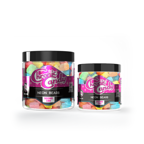 Chronic Candy, CBD Gummies, Neon Bears, Broad Spectrum THC-Free, 8oz, 500mg CBD
