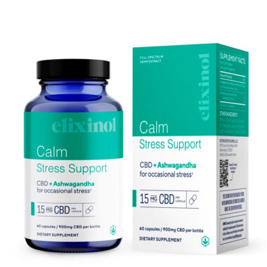 Elixinol, Calm Stress Support CBD Capsules, Full Spectrum, Ashwagandha, 60ct, 900mg CBD