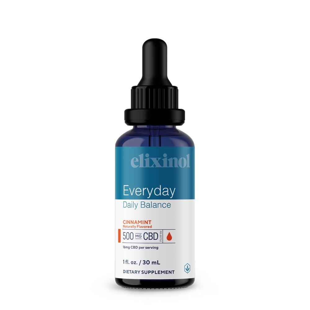 Elixinol, Daily Balance CBD Tincture, Full Spectrum, Cinnamint, 1oz, 500mg CBD 1