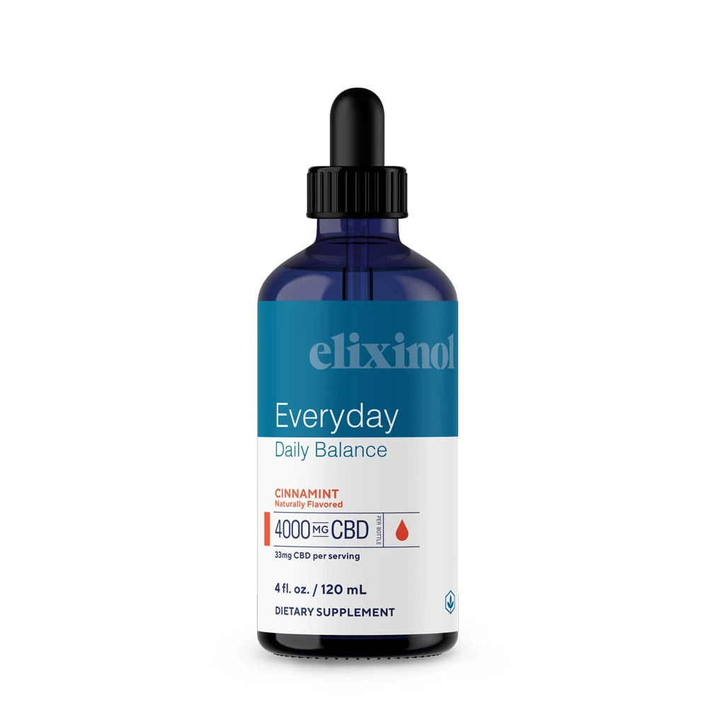 Elixinol, Daily Balance CBD Tincture, Full Spectrum, Cinnamint, 4oz, 4000mg CBD 1
