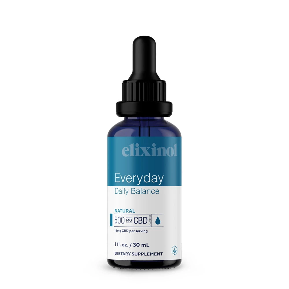 Elixinol, Daily Balance CBD Tincture, Full Spectrum, Natural Flavor, 1oz, 500mg CBD 1