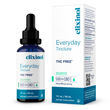 Elixinol, Everyday THC-Free CBD Tincture, Broad Spectrum THC-Free, Spearmint, 1fl oz, 500mg CBD